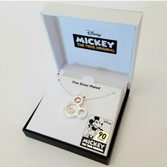Disney Mickey Mouse Head Charm Necklace Silver Plated Mickey True Original NWT - Picture 7 of 7